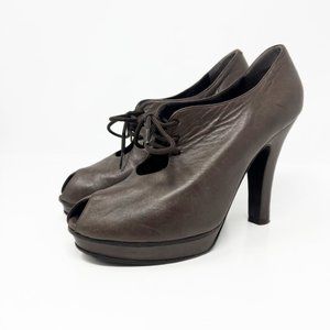 Fendi Dark Brown Lace-Up Heels